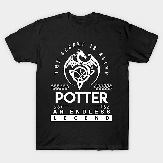 Potter Name T Shirt - The Legend Is Alive - Potter An Endless Legend Dragon Gift Item T-Shirt by riogarwinorganiza